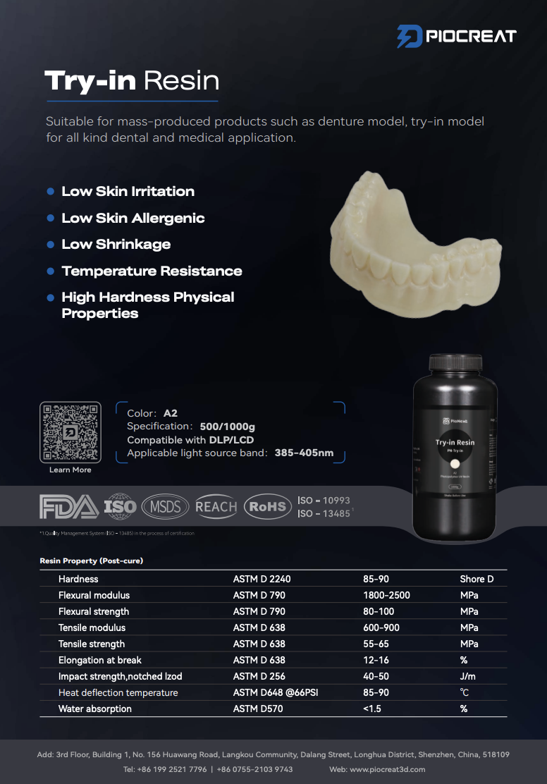 Try-in Resin datasheet preview